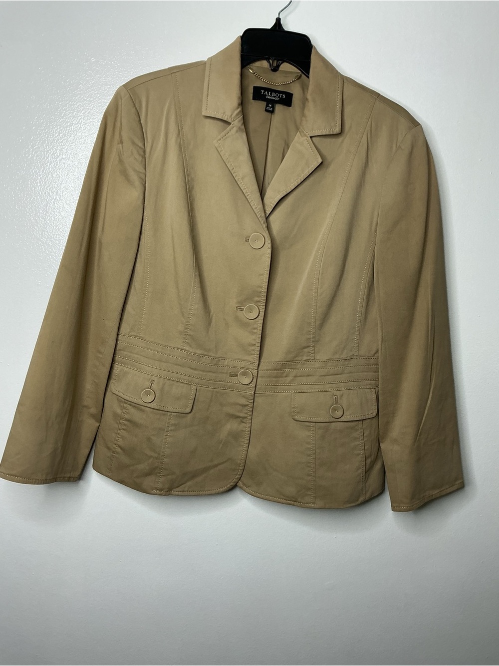 Talbots Women's Beige/Tan Single-Breasted Cotton-Blend Blazer